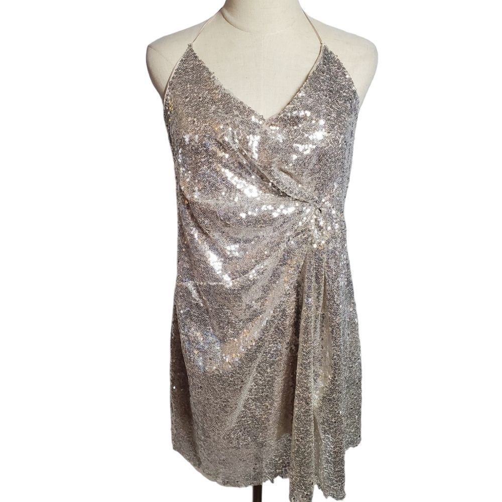NWT Zara Silver Sequin Mini Dress